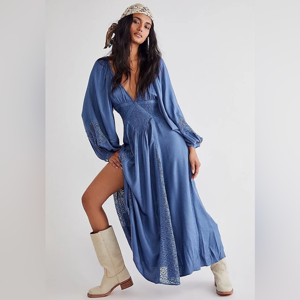 Free People Southwest Maxi blue medium NWT